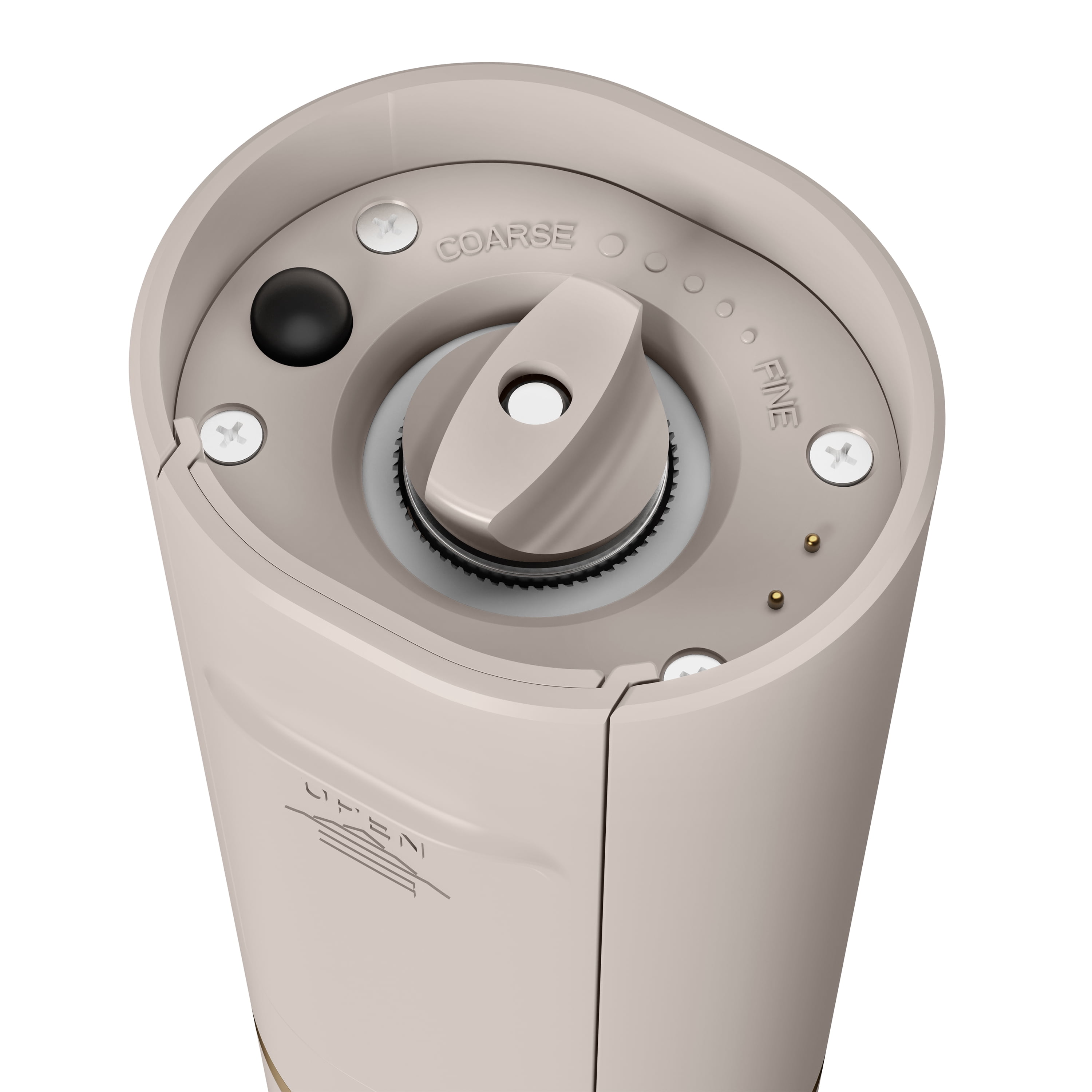 Beautiful 3-Piece Rechargeable Electric Salt and Pepper Grinder Set with Charging Base, Porcini Taupe by Drew Barrymore