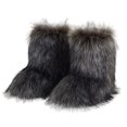 thumbnail image 2 of Botas Invierno A Media Pantorrilla Peludas Mujeres Zapatos Planos Al Aire Libre Peludos Y Esponjosos, 2 of 8