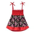 thumbnail image 4 of Robes pour Filles Bébé Tout-Petits Filles Été Imprimé Floral Robe à Bretelles Légère Décontractée avec Attaches Réglables pour Plage Robes Tout-Petits Rouge 2 Ans-3 Ans, 4 of 4