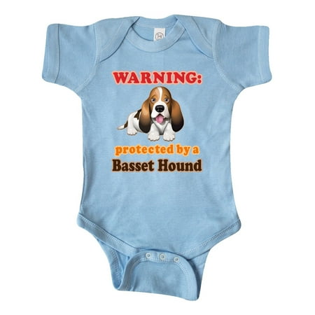 

Inktastic Protected by a Basset Hound Funny Dog Gift Baby Boy or Baby Girl Bodysuit