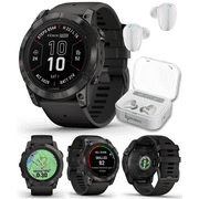 Garmin fenix 7X Pro Solar Sapphire Multisport GPS 51 mm Smartwatch, Carbon Gray Titanium, Black with Wearable4U White EarBuds Bundle