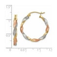 thumbnail image 4 of Primal Gold 14 Karat White and Rose Rhodium-plated Satin Twisted Hoop Earrings, 4 of 4
