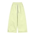 thumbnail image 4 of HAPIMO Girls Kids Drawstring Waist Wide Leg Pants Elastic Waist Lightweight Trousers with Pockets for Summer Yellow 6 Years, 4 of 8