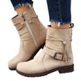thumbnail image 3 of Bottines Élégantes pour Femmes, Bottines Léopard, à Enfiler, Décontractées en Daim, Boucle, Talon Bas, Lacets, Chaussures Courtes pour l'Automne, Rétro, 3 of 8