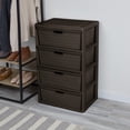 thumbnail image 4 of (2 pack) Sterilite Wide 4 Drawer Tower, Plastic Storage Organizer with Removable Decorative Bins, Easy to Assemble - No Tools Needed, Brown, 4 of 14