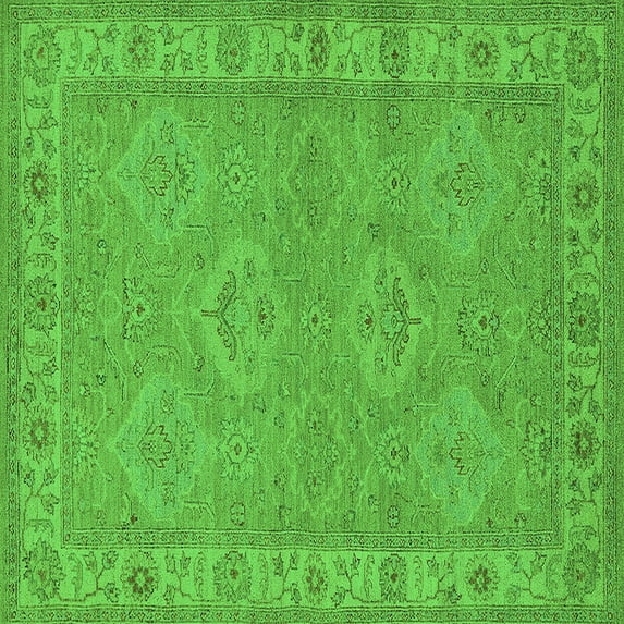 Ahgly Company Indoor Square Oriental Green Traditional Area Rugs, 8' Square