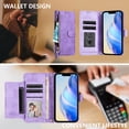 thumbnail image 5 of Crossbody Wallet Case For iPhone 14 Pro Max, PU Leather Flip Stand Case with [RFID Blocking] Card Holder, Zipper Pocket Handbag Magnetic Snap Shockproof Phone Case with Wrist Strap,Purple, 5 of 12