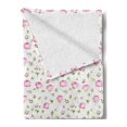thumbnail image 2 of Floral Soft Flannel Fleece Throw Blanket, Romantic Roses and Leafy Branches Blooming Vintage, Cozy Plush for Indoor and Outdoor Use, 50" x 70", Pink Olive Green, by Ambesonne, 2 of 5