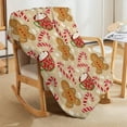 thumbnail image 5 of Cute Christmas Gingerbread Throw Blanket Soft Warm Candy Cane Lightweight Flannel Plush Fuzzy Blankets Gift for Women Kids Boys Teens 50X60 in, 5 of 6