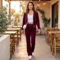 thumbnail image 5 of KDDYLITQ Y2k Outfits for Women Lounge Velvet Velour Sweatpants Matching Long Sleeve Zipper Hoodie Casual Trendy Sweatsuit with Pockets Wine 2XL, 5 of 7