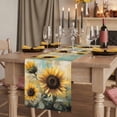thumbnail image 2 of Sunflower 48 Inch Table Runner, Farmhouse Vintage Summer Botanical Pastoral Farmhouse Dresser Scarf Cotton & Linen Tablerunner for Dining/Kitchen Island/Holiday Party Décor 13" x 48", 2 of 9