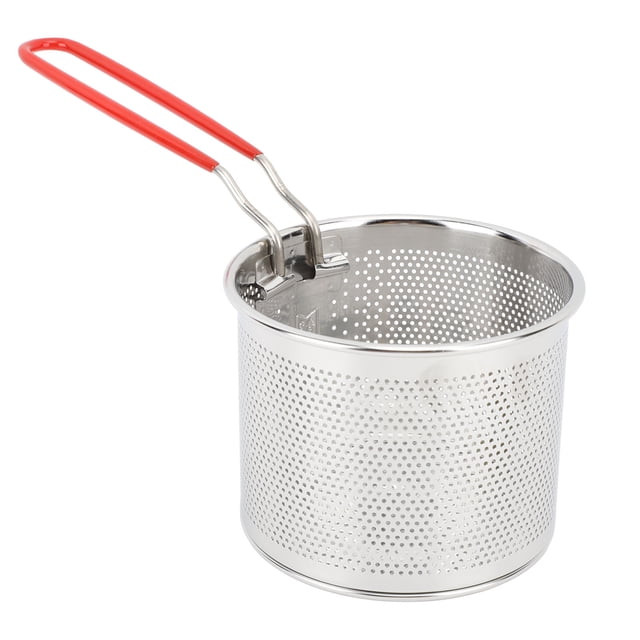 Panier pour Friteuse, Panier Rond en Acier Inoxydable pour Friteuse avec Poignée Résistante à la Chaleur, Passoire Égouttoir de Cuisine pour la Maison et le Restaurant