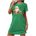thumbnail image 2 of Plus Size Halloween Sleepshirt for Women Graphic Print Crew Neck Short Sleeve Relaxed Fit Short Halloween Sleepshirt Cozy Bedtime Loungewear Sleepover Slumber Party Weekend, 2 of 3