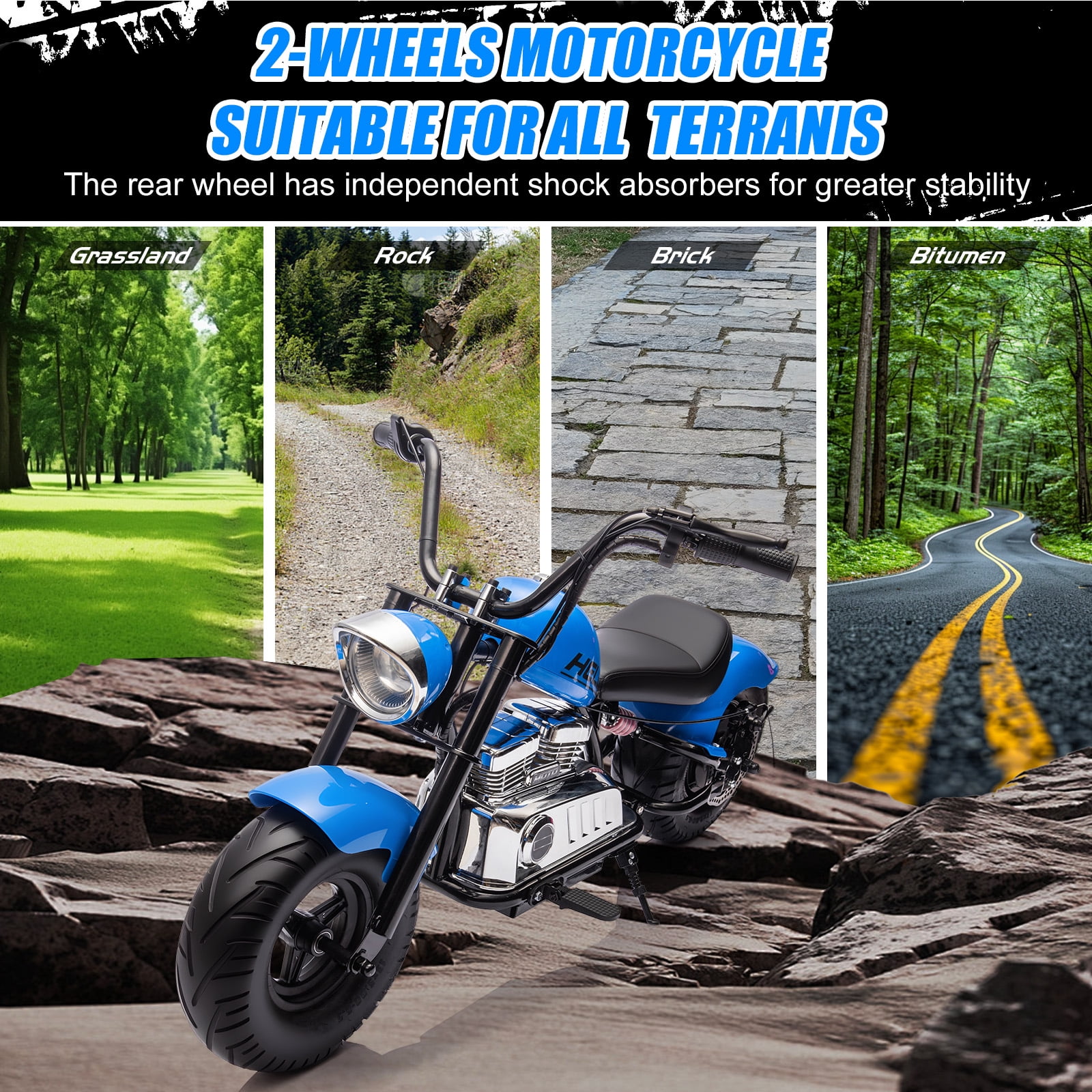 MUKIDY 24V Electric Motorcycle for Kids, 250W Ride on Motorcycle with Twist Grip Throttle, Key Start, Music, Speed up to 12.4 mph, Age 8+, Blue