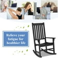 thumbnail image 6 of Giantex Wooden Rocking Chair, Slatted High Back Wood Rocker, Black, 6 of 10