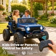 thumbnail image 4 of 24V Jeep Wrangler Rubicon Ride On Car 2 Seaters for Big Kids, Powered Ride On w/4 Wheels Spring Suspension, Parent Remote Control, LED Lights, Bluetooth, MP3, Ride On Toy for Ages 3-8, 4 of 9