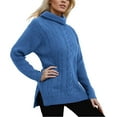 thumbnail image 4 of Daznico Chandail à Col Roulé Uni pour Femmes, Manches Longues Rétro, Coupe Ajustée, Taille g, 4 of 4