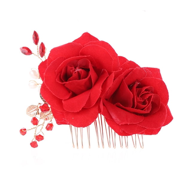 Peine del pelo de la flor artificial Elegante nupcial Rose Tocado Tocado de la boda