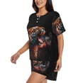 thumbnail image 3 of Womens Pajama Sets With Pocket, Cool Tiger Lounge Sets Short Sleeve Sleepwear PJ Sets for Women, 3 of 6