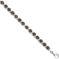thumbnail image 3 of 925 Sterling Silver Brown Smoky Quartz Diamond Chain Gemstone Tennis Bracelet, 3 of 6