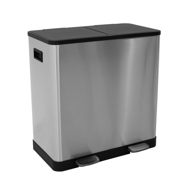 Bote de basura Ninon INOX-60L de 60 litros con doble compartimento de 30 L + 30 L