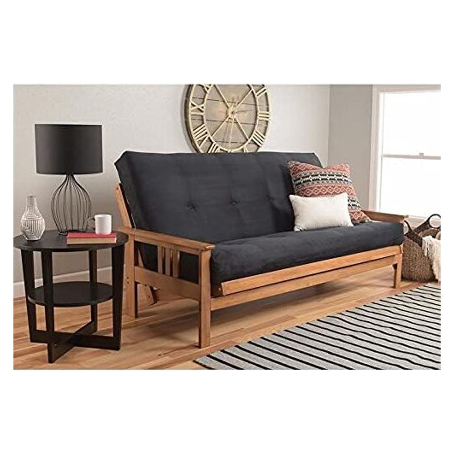 Cotton and Foam Full-size Futon 7" Mattress in Suede Black-Frame Not Included