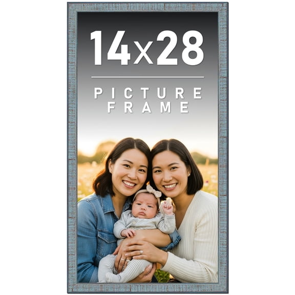 14x28 Frame Rustic Sky Blue Solid Wood Picture Frame | 0.75 Inch Moulding Width |Includes UV