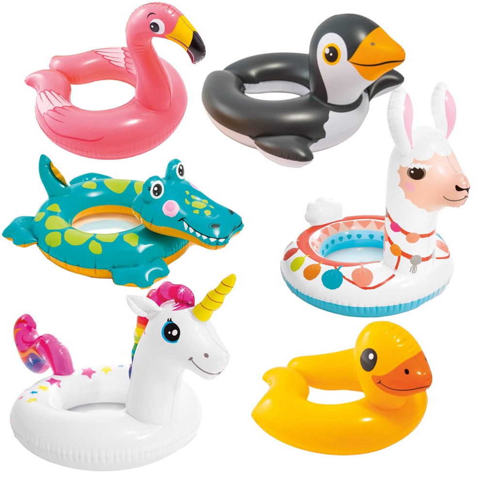 Intex Intex Set of 6 KidSized Swim Ring Floaties Ducky, Penguin