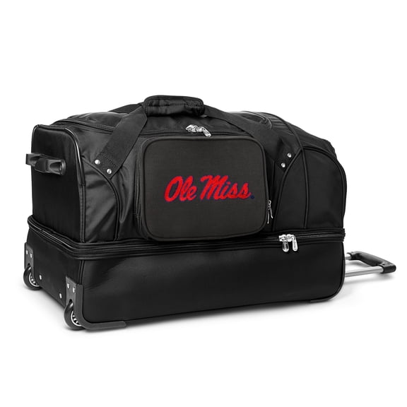 MOJO Ole Miss Rebels Black 27'' 2-Wheel Drop Bottom Rolling Duffel Bag
