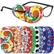 Newcotte 12 Pcs Eye Patch for Kids Girls Eye Patch for Glasses Boys over the Lens Colorful Eye Patch Toddler Eye Patch Adorable Kids Eye Patches Assorted Eye Patch Cover (Sports Style)