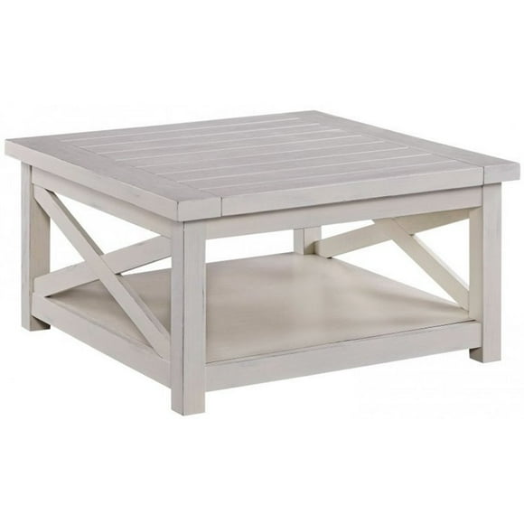Homestyles Seaside Lodge Wood Coffee Table with Open Storage, Off White