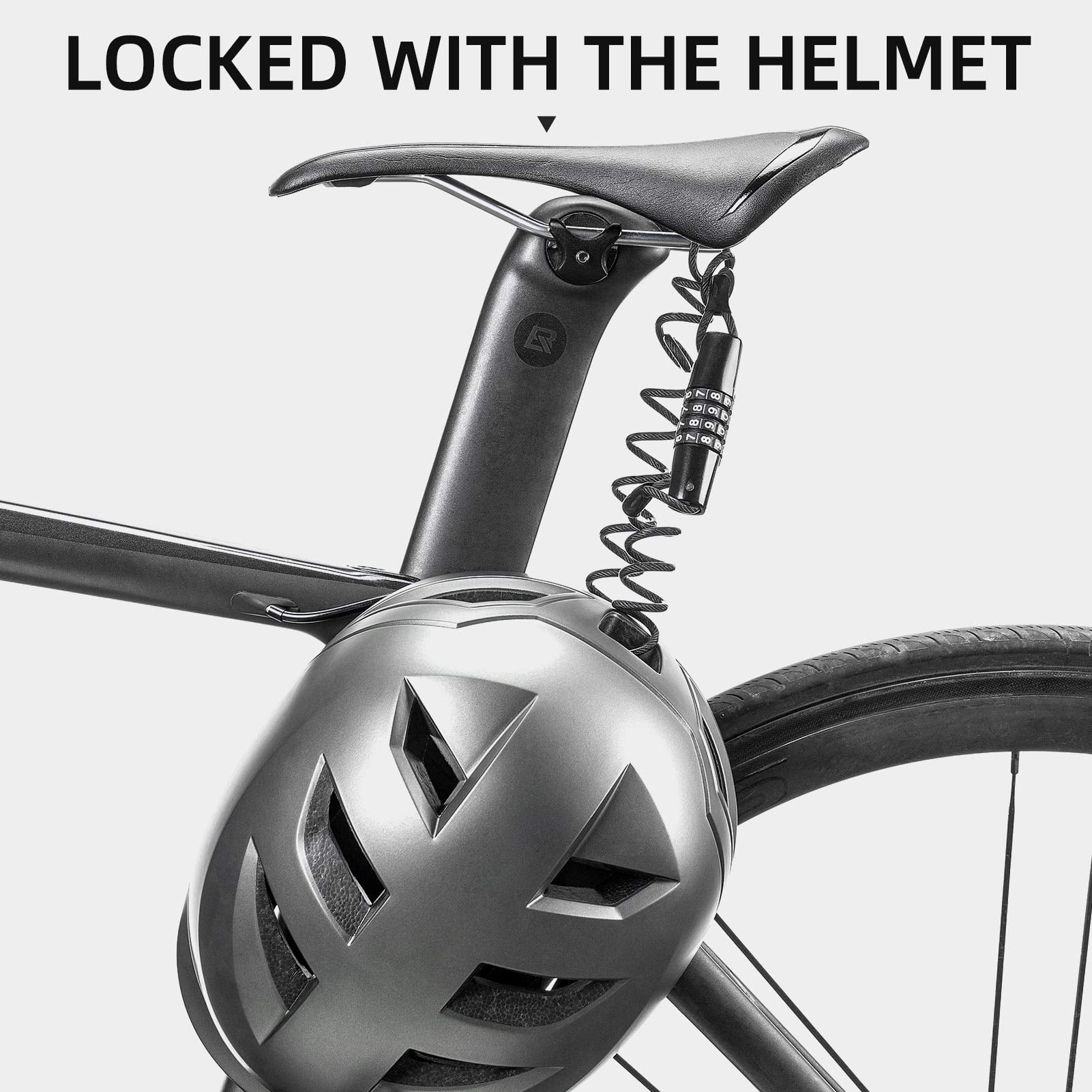 Motorcycle Helmet Lock, Bike Helmet Lock, 4 Digit Little Cable Lock, Retractable Luggage, Stroller, Black, 2Pcs