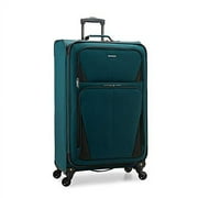 U.S. Traveler Aviron Bay Expandable Softside Luggage with Spinner Wheels, Teal, Checked-Large 31-Inch