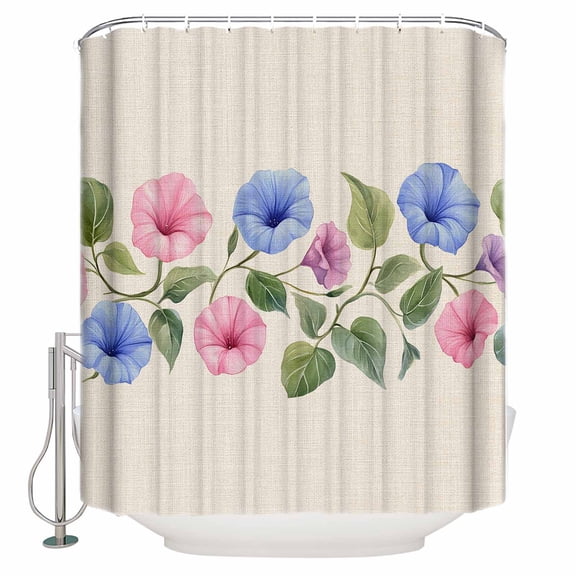 Shower Curtain Bathroom Set Spring Colorful Flower on Linen Waterproof Fabric Shower Curtains with Grommets&Hooks Watercolor Floral Privacy Bath Curtain for Bathtub 36x72in