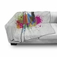 thumbnail image 3 of Seattle Skyline Soft Flannel Fleece Throw Blanket, Contemporary Lettering City Artwork in Colorful Paint Blobs Modern Print, Cozy Plush for Indoor and Outdoor Use, 60" x 80", Multicolor, by Ambesonne, 3 of 6