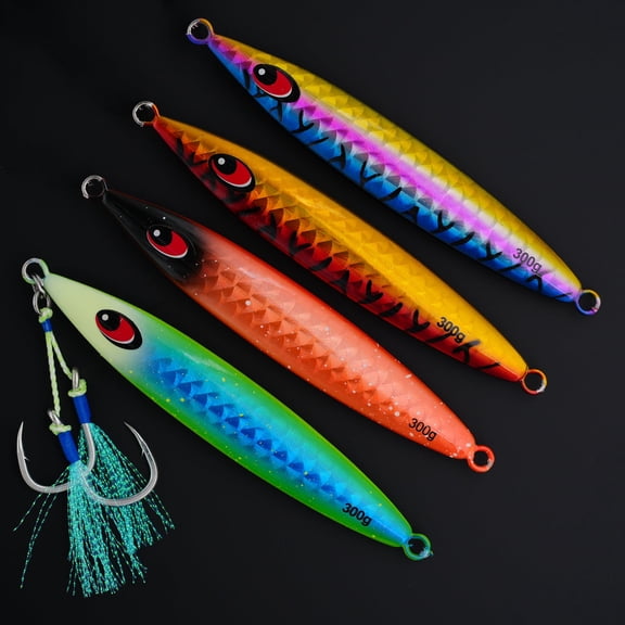 Slow Fall Slow Pitch Jig Metal Fishing Lure with BKK Assist Hooks for Saltwater Tuna Jigging