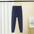 thumbnail image 2 of BXINGOHAI Plaid Pajamas Pants for Children, Kid Boys Girls Cotton Sleeping Pants Loose Fitting Home Pants Casual Daily Loungwear Pant Today Sales Dark Blue,8 Years, 2 of 3
