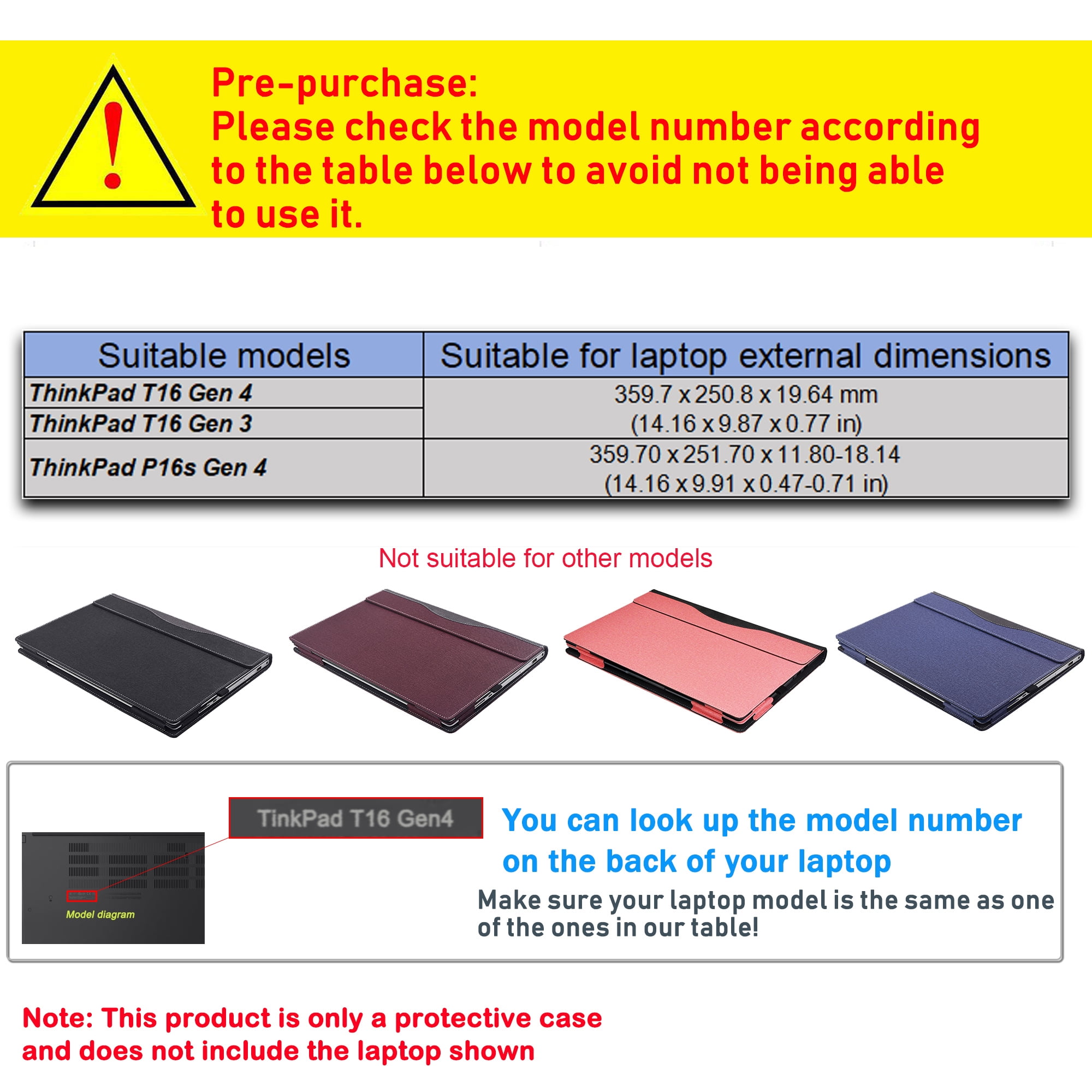 LIMIYUE 16 inch Laptop Case Cover for Lenovo ThinkPad T16 Gen4 /Gen3 &for ThinkPad P16s Gen 4 Sleeve,PU leather Notebook PC Protective Bag with Pen Holder