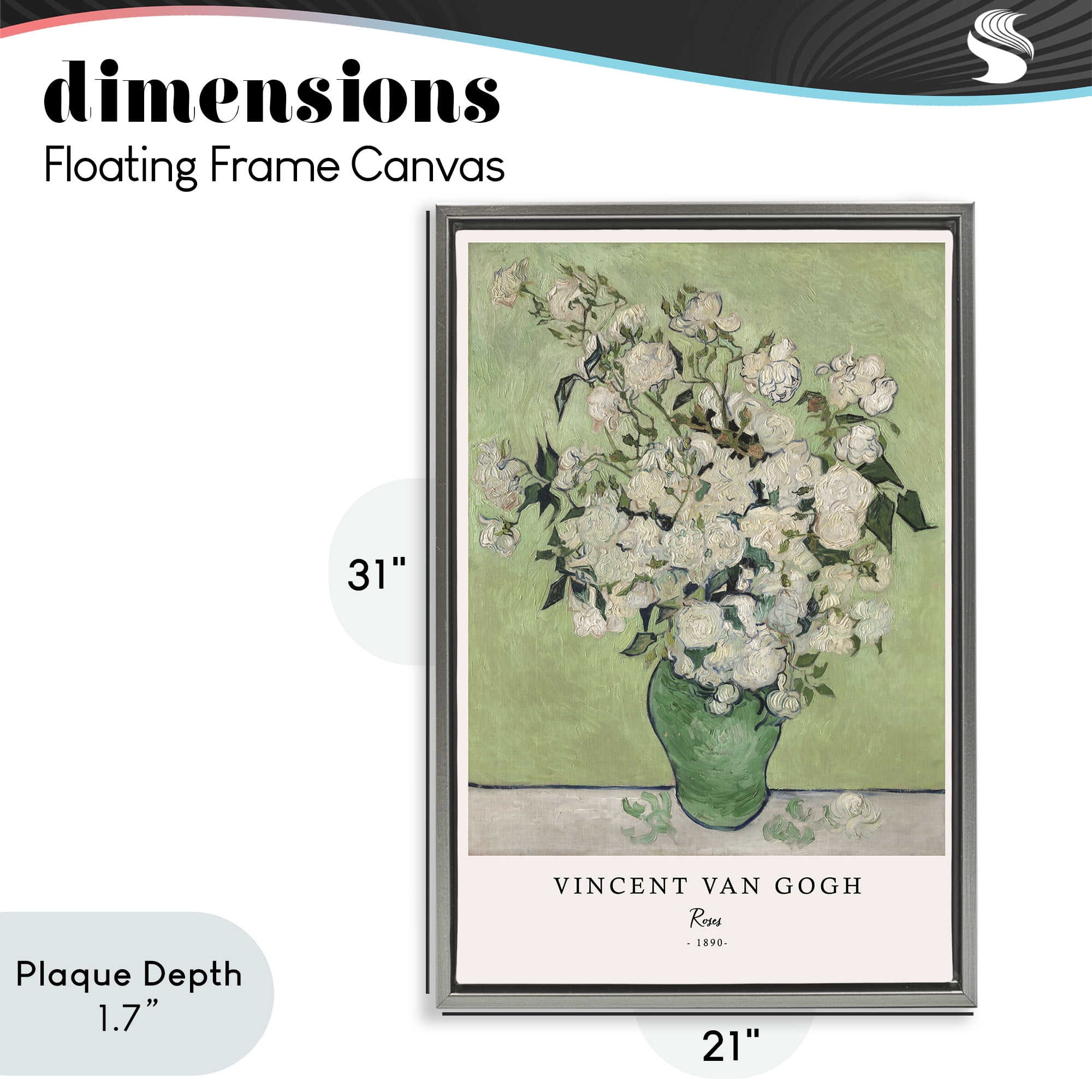 Stupell Industries Classic Roses Van Gogh Gray Framed Floater Canvas Wall Art, design by Vintage Hustle