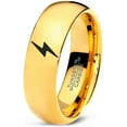 thumbnail image 1 of Tungsten Flash Thunder Lightning Bolt Band Ring 7mm Men Women Comfort Fit 18k Yellow Gold Dome Polished, 1 of 4