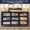 thumbnail image 4 of ANPOO 63"W Farmhouse 9 Drawers Dresser for Bedroom with Solid Wood Feet, Antique Blue Dresser Traditional Chest of Drawers, Rustic Vintage Wood Dresser, Navy Blue Dresser, 4 of 8