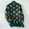 thumbnail image 4 of UJNDER Mode Automne Hiver Motif Feuille d'Érable Col Rond Manches Longues Chandail Décontracté Tricoté Vert Foncé L, 4 of 8