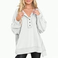 thumbnail image 2 of Towmus Women's Oversized Sweatshirt Casual Long Sleeve Button Henley Neck Pullover Sweatshirts for Women Light Patchwork Shirts, 2 of 7
