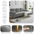 thumbnail image 4 of Euroco L Shaped Couch Modern 83" Living Room Sofa with Chaise Lounge, Velvet, Gray, 4 of 11