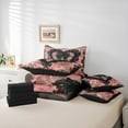 thumbnail image 6 of Manfei Princess Black Bow Bedding Comforter Set 7-Piece, Chic Lattice Ribbon King Bedding Sets, Vintage Pink Blossom Bed Sheets, Super Cozy Room Decor, 6 of 8