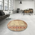 thumbnail image 3 of Ahgly Company Indoor Round Traditional Brown Gold Persian Area Rugs, 3' Round, 3 of 6