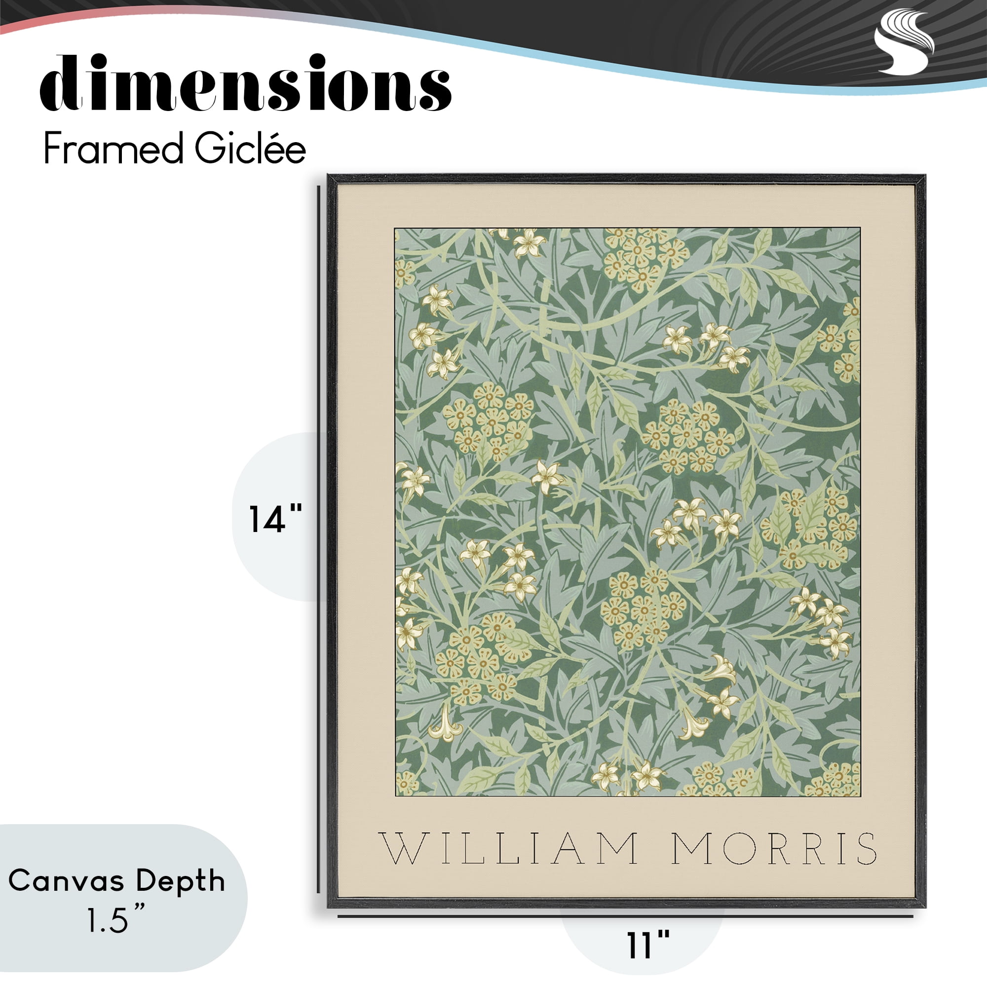 Stupell Industries William Morris Green Tones Black Framed Giclee Art, design by Lil' Rue