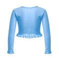 thumbnail image 2 of iiniim Kids Girls' Ballet Dance Wrap Top Cotton V Neck Long Sleeves Cover Up Blouse Light Blue 3, 2 of 7