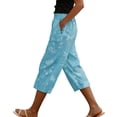 thumbnail image 2 of Royisotas Womens Capris with Pockets, Cotton Linen Capri Pants for Women Trendy Floral Print Crop Pants Summer Beach Capris, 2 of 8