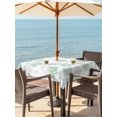thumbnail image 3 of Outdoor Tablecloth with Umbrella Hole for Patio/Picnic/Party/Camping, Green Gray Coastal Waterproof Table Cloth Square Cover Washable, Summer Beach Ocean Coral Conch Shell (54"x 54"), 3 of 8